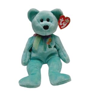 🍒 TY Beanie Babies Original Ariel The Memorial Bear Teal Plush Soft Kids Toy